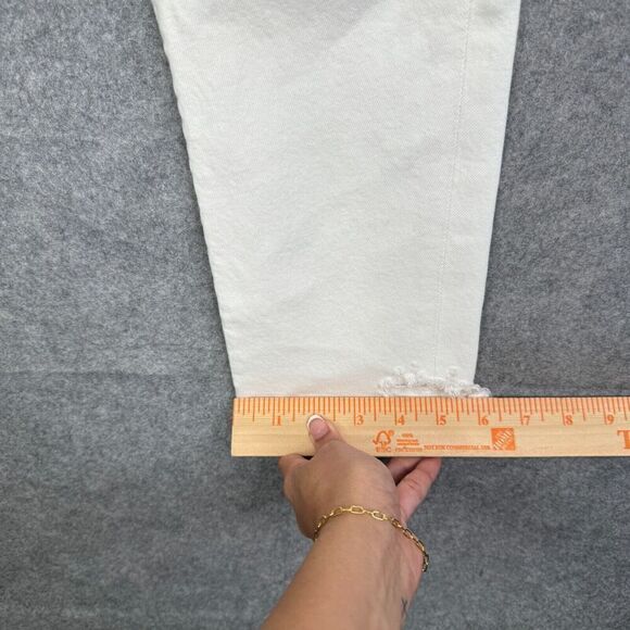 AGOLDE Toni Mid Rise Straight White Destroyed Hem Denim Jeans Size 25 - Picture 7 of 13